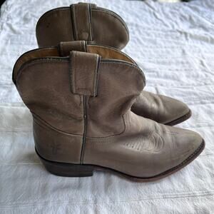 Frye Billy Short Western Boots Taupe Leather Made in Mexico 8.5B